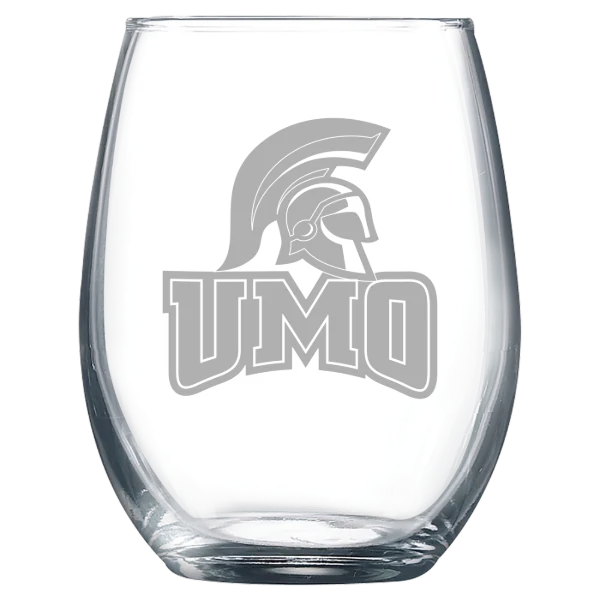 University of Mount Olive Polar Camel 9 oz. Stemless Wine Glass
