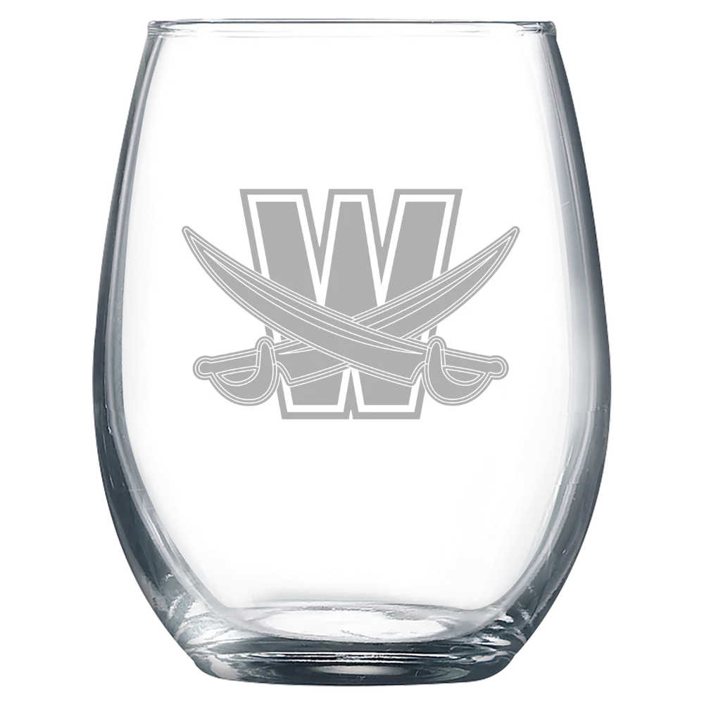 Walsh University Polar Camel 9 oz. Stemless Wine Glass