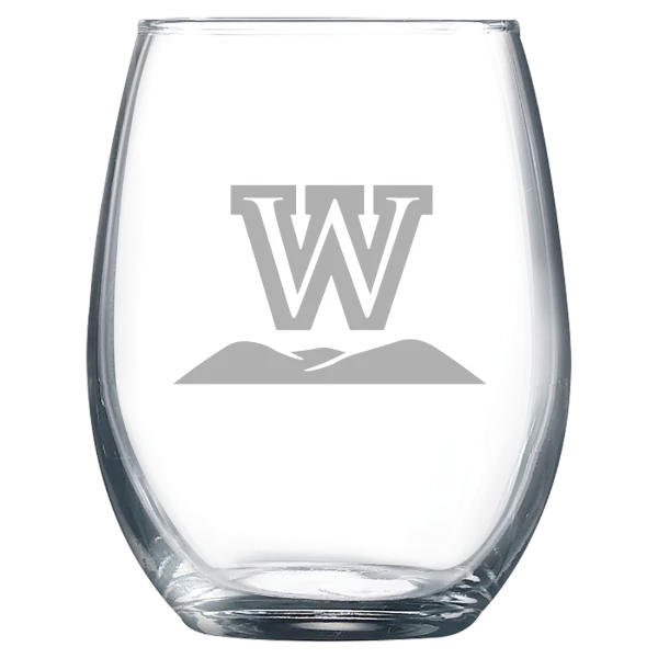 West Virginia Wesleyan College Polar Camel 9 oz. Stemless Wine Glass
