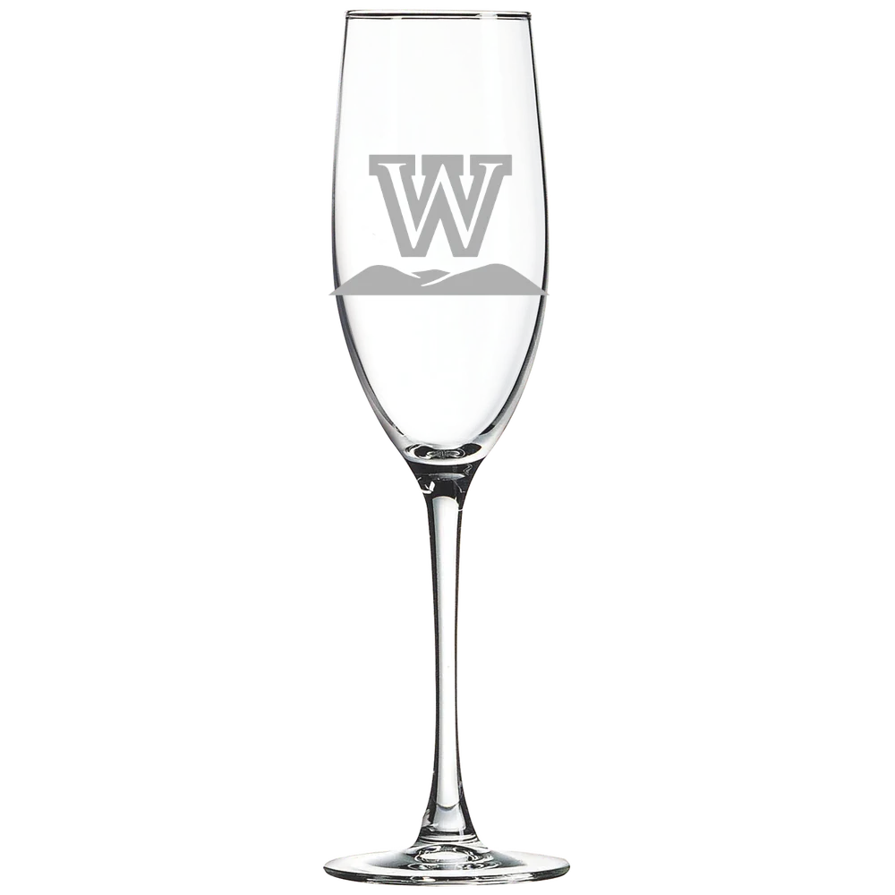 West Virginia Wesleyan College Polar Camel 8 oz. Champagne Flute
