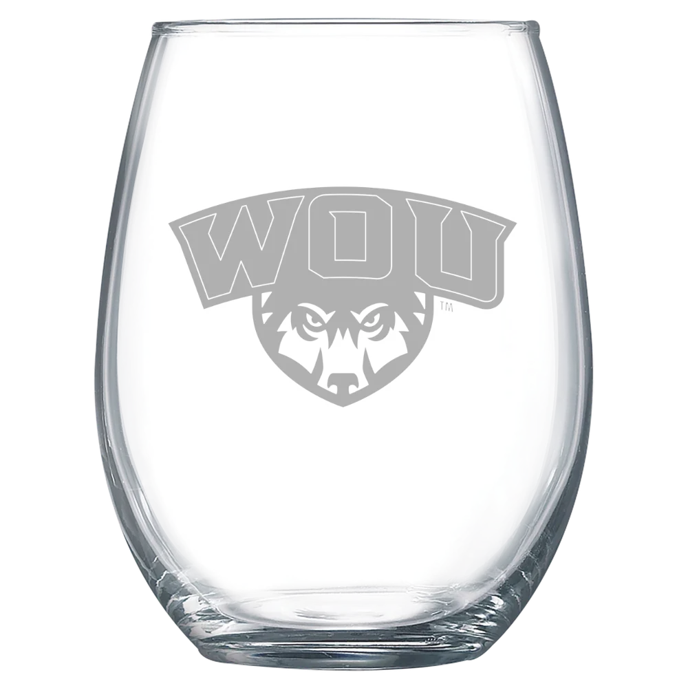 Western Oregon University Polar Camel 15 oz. Stemless Wine Glass