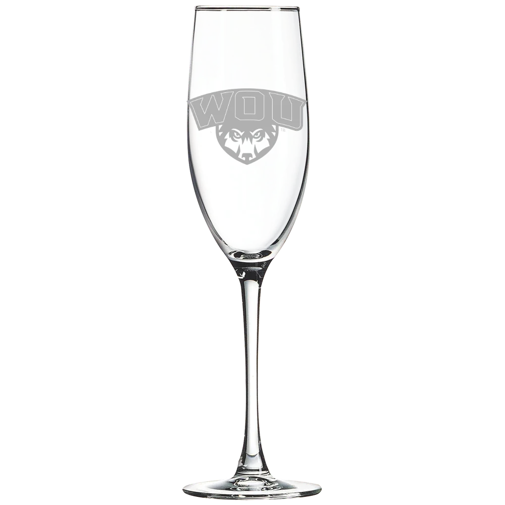 Western Oregon University Polar Camel 8 oz. Champagne Flute