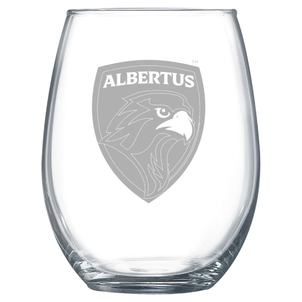 Albertus Magnus College Polar Camel 15 oz. Stemless Wine Glass
