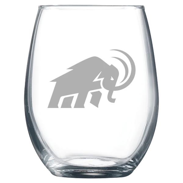 Amherst College Polar Camel 9 oz. Stemless Wine Glass