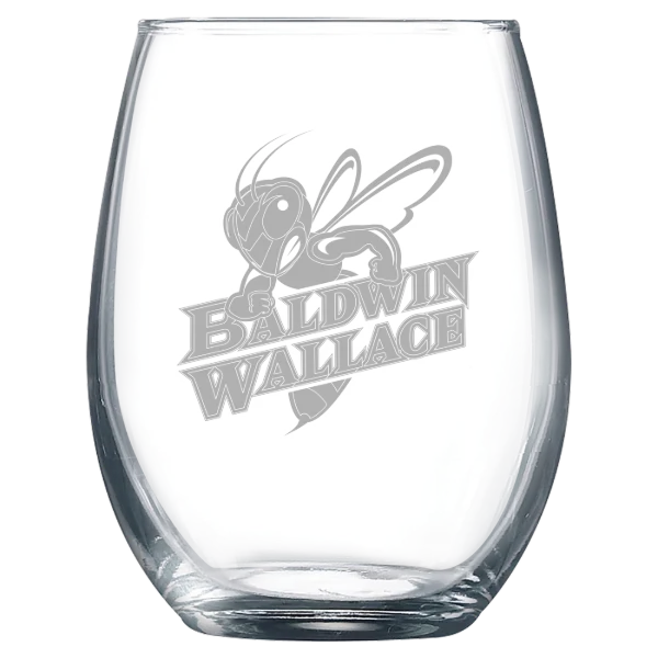 Baldwin Wallace University Polar Camel 9 oz. Stemless Wine Glass