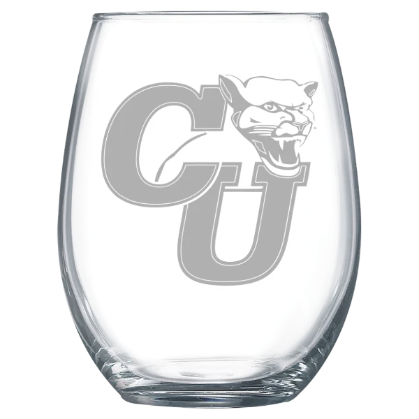 Clark University (Massachusetts) Polar Camel 15 oz. Stemless Wine Glass