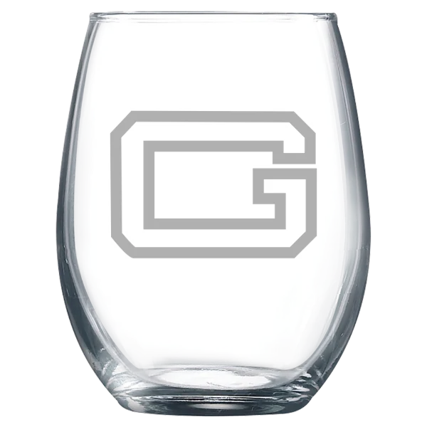 Guilford College Polar Camel 9 oz. Stemless Wine Glass
