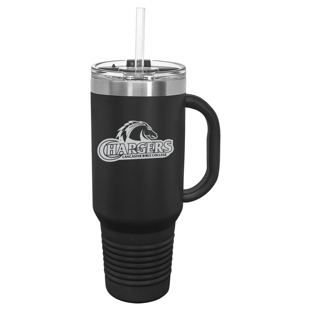Lancaster Bible College Polar Camel 40 oz. Travel Mug with Snap Lid & Straw