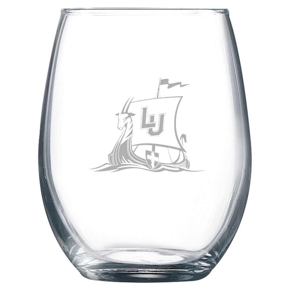 Lawrence University Polar Camel 9 oz. Stemless Wine Glass