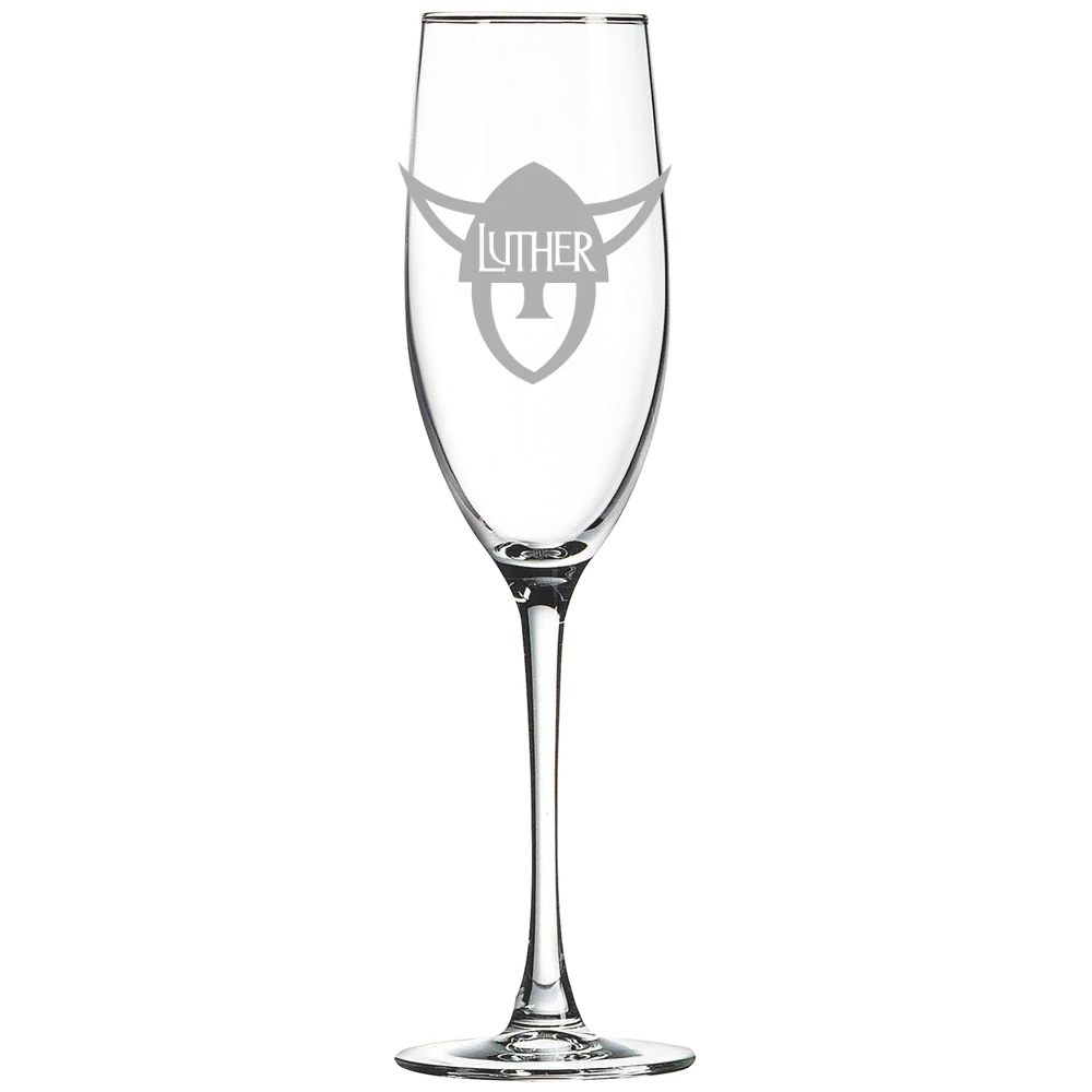 Luther College Polar Camel 8 oz. Champagne Flute