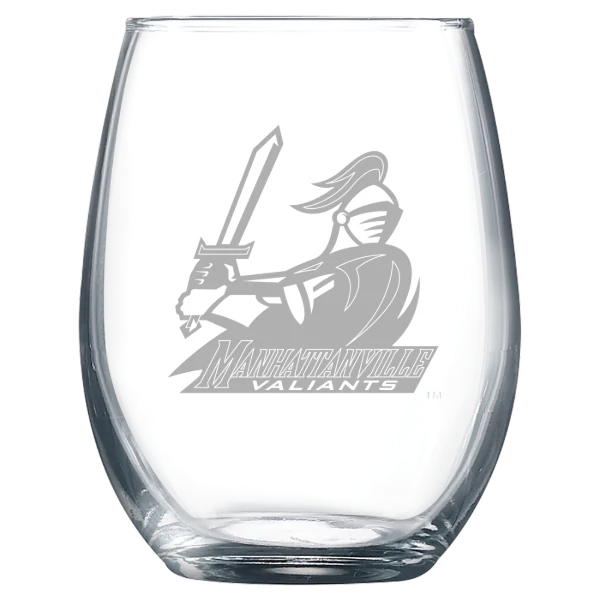 Manhattanville University Polar Camel 9 oz. Stemless Wine Glass