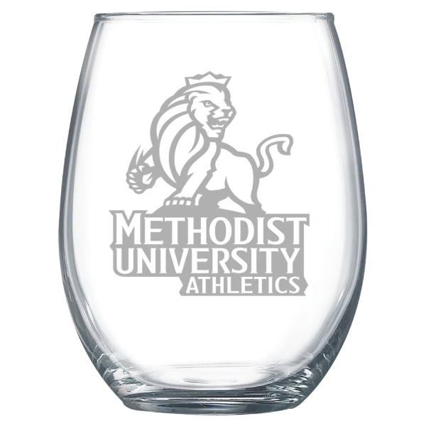 Methodist University Polar Camel 15 oz. Stemless Wine Glass