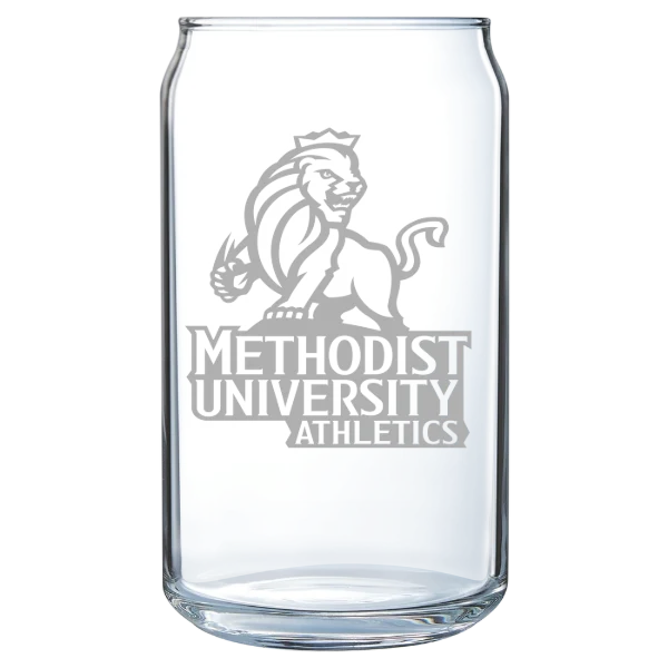 Methodist University Polar Camel 16 oz. Can Glass