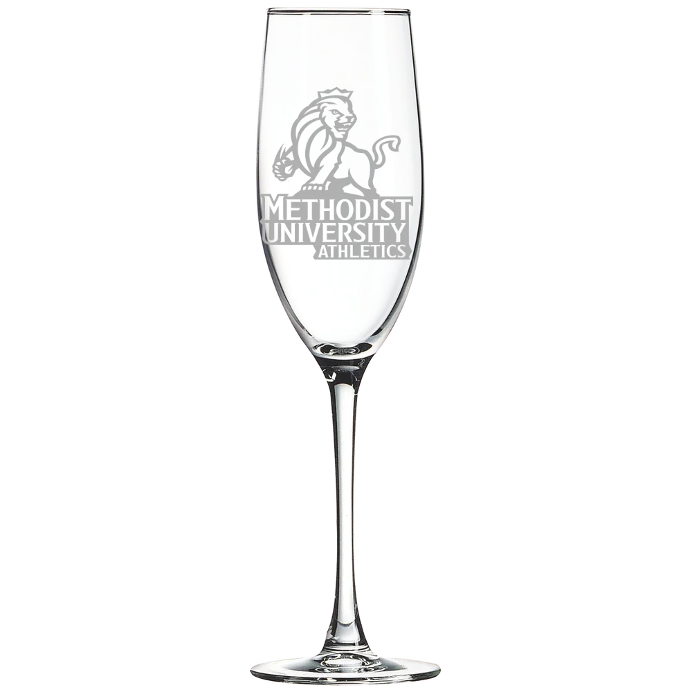 Methodist University Polar Camel 8 oz. Champagne Flute
