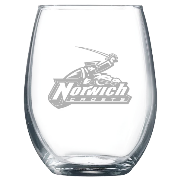 Norwich University Polar Camel 9 oz. Stemless Wine Glass