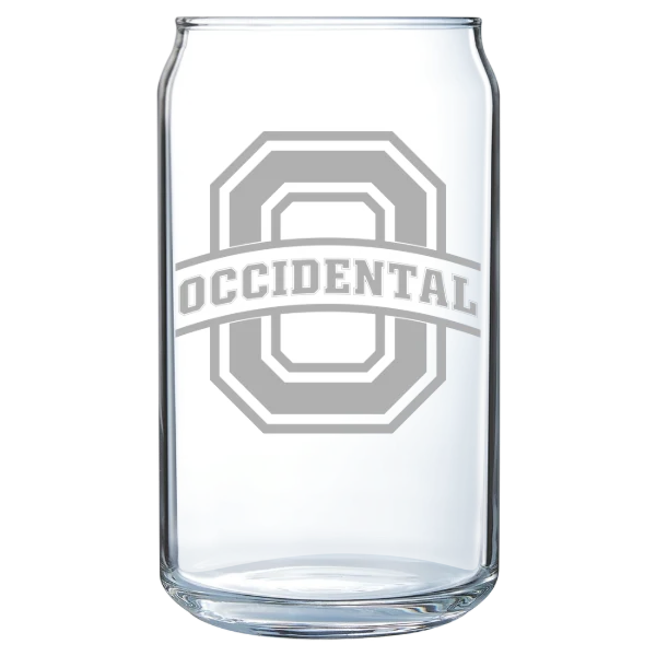 Occidental College Polar Camel 16 oz. Can Glass