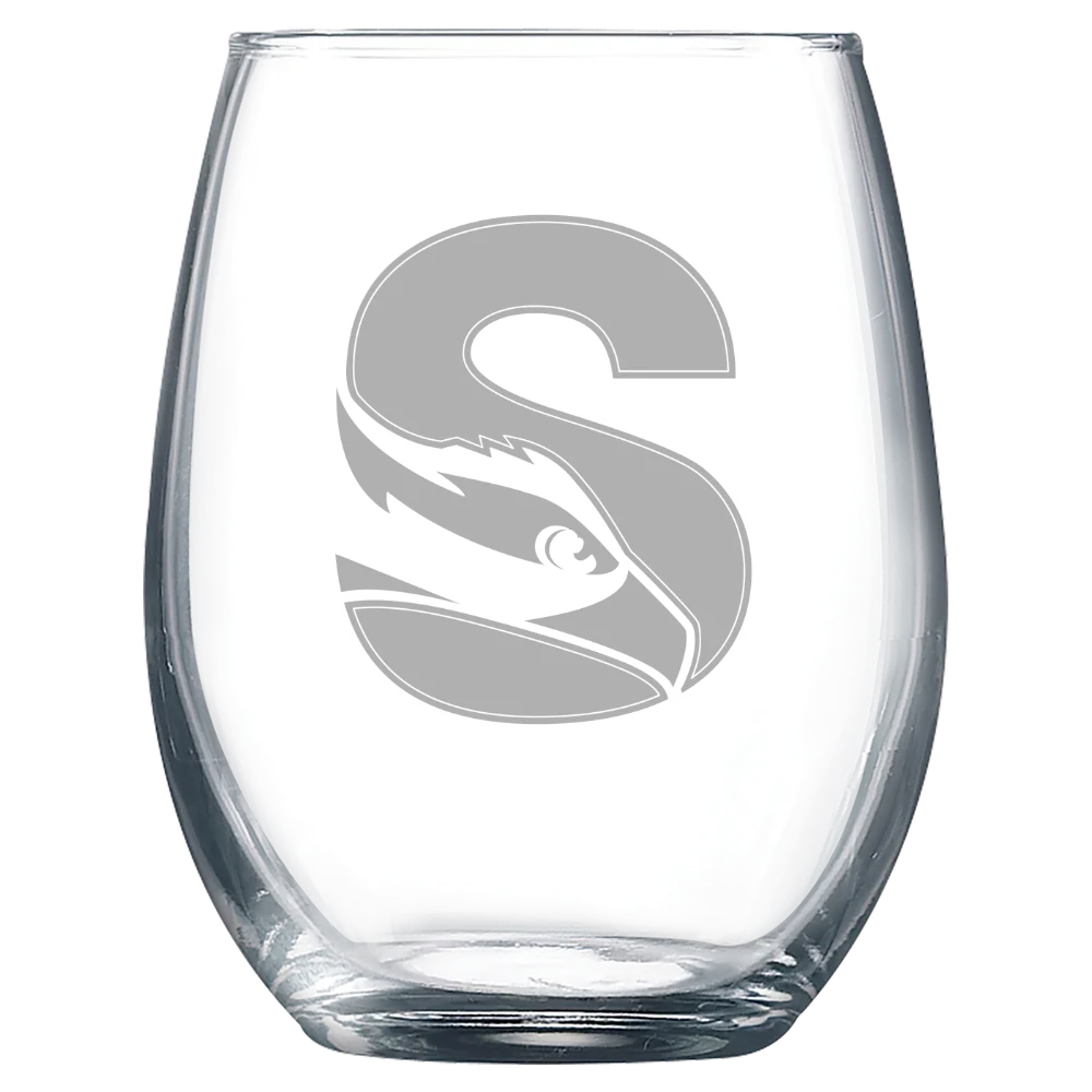 Stockton University Polar Camel 9 oz. Stemless Wine Glass