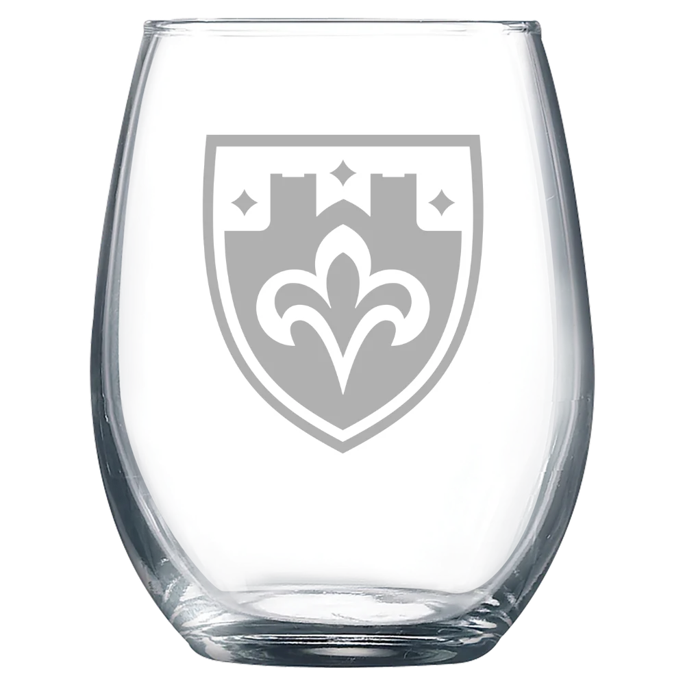 The College of St. Scholastica Polar Camel 9 oz. Stemless Wine Glass