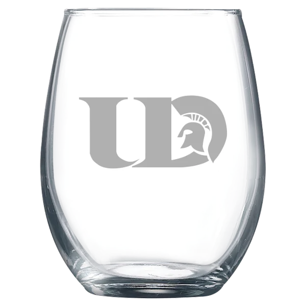 University of Dubuque Polar Camel 9 oz. Stemless Wine Glass