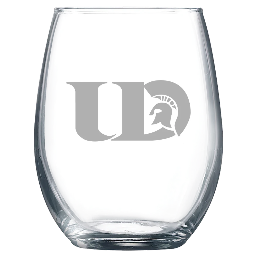 University of Dubuque Polar Camel 9 oz. Stemless Wine Glass