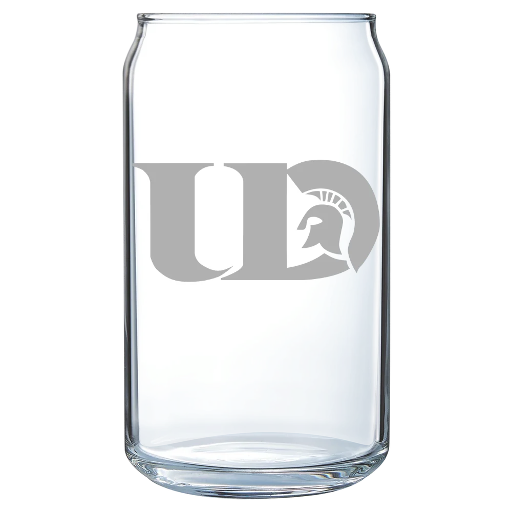 University of Dubuque Polar Camel 16 oz. Can Glass