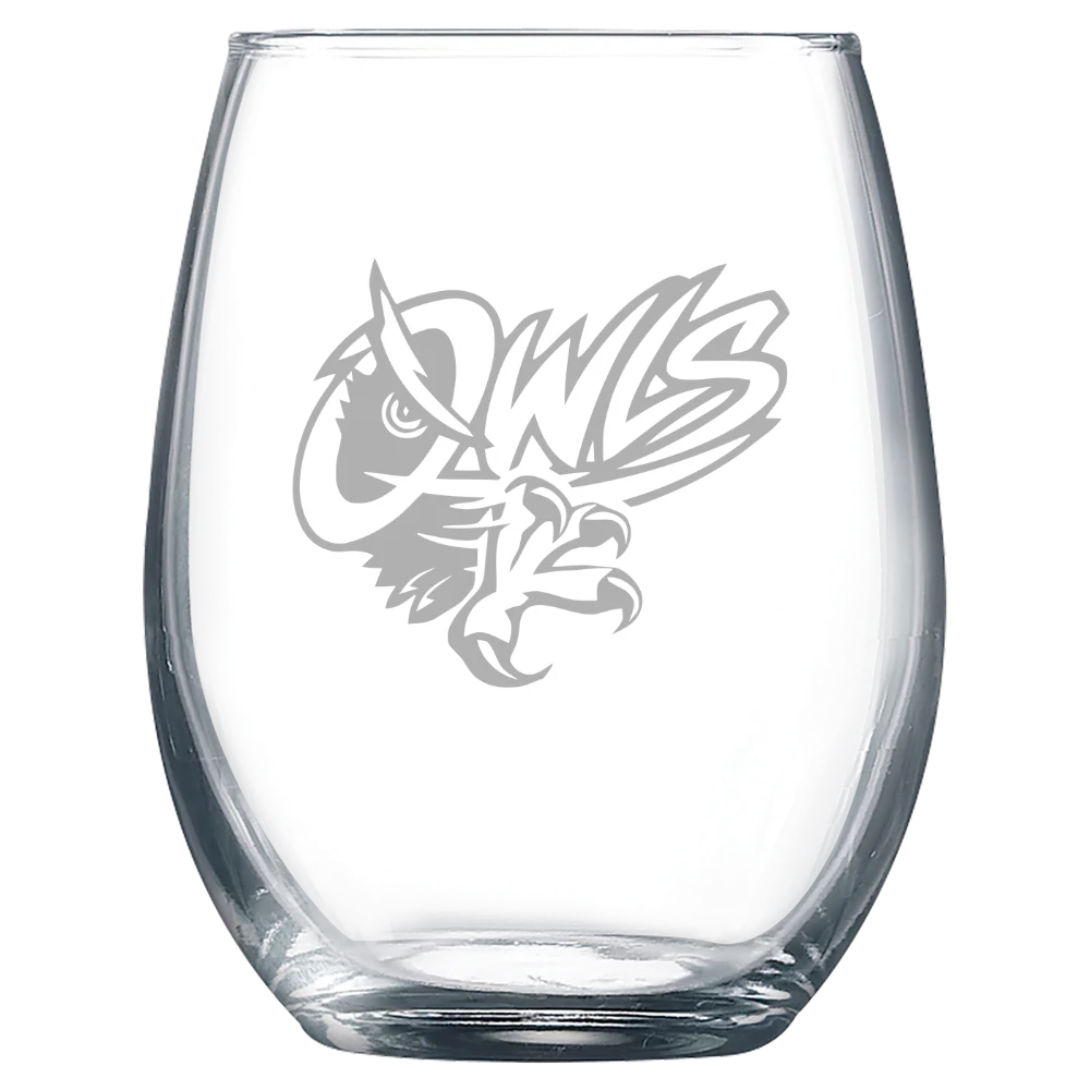 University of Maine at Presque Isle Polar Camel 9 oz. Stemless Wine Glass