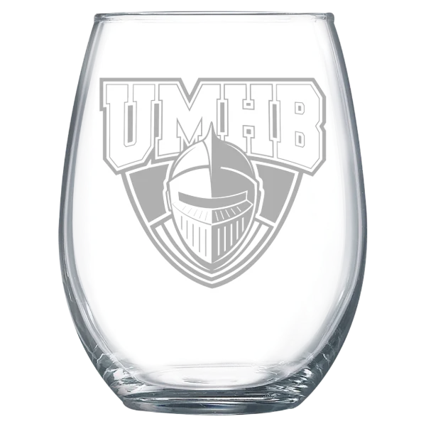 University of Mary Hardin-Baylor Polar Camel 15 oz. Stemless Wine Glass