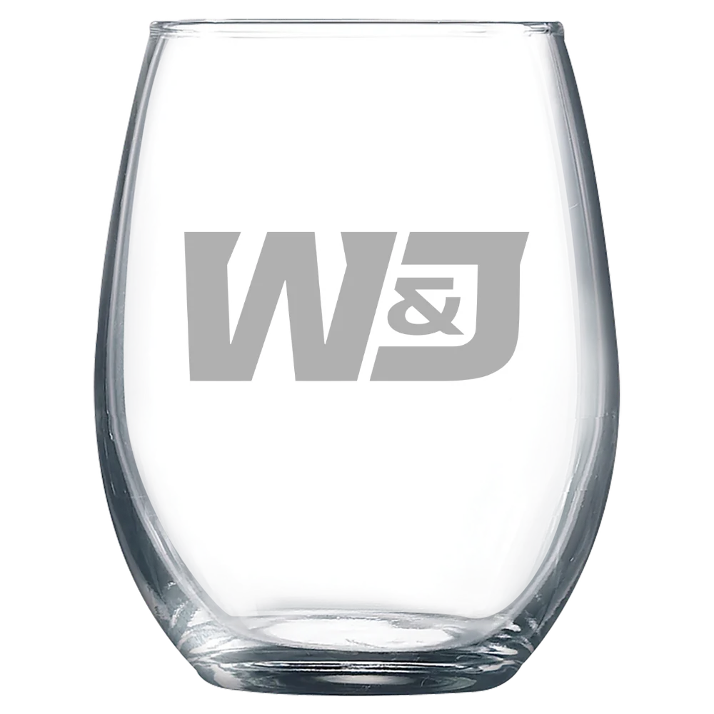 Washington and Jefferson College Polar Camel 9 oz. Stemless Wine Glass