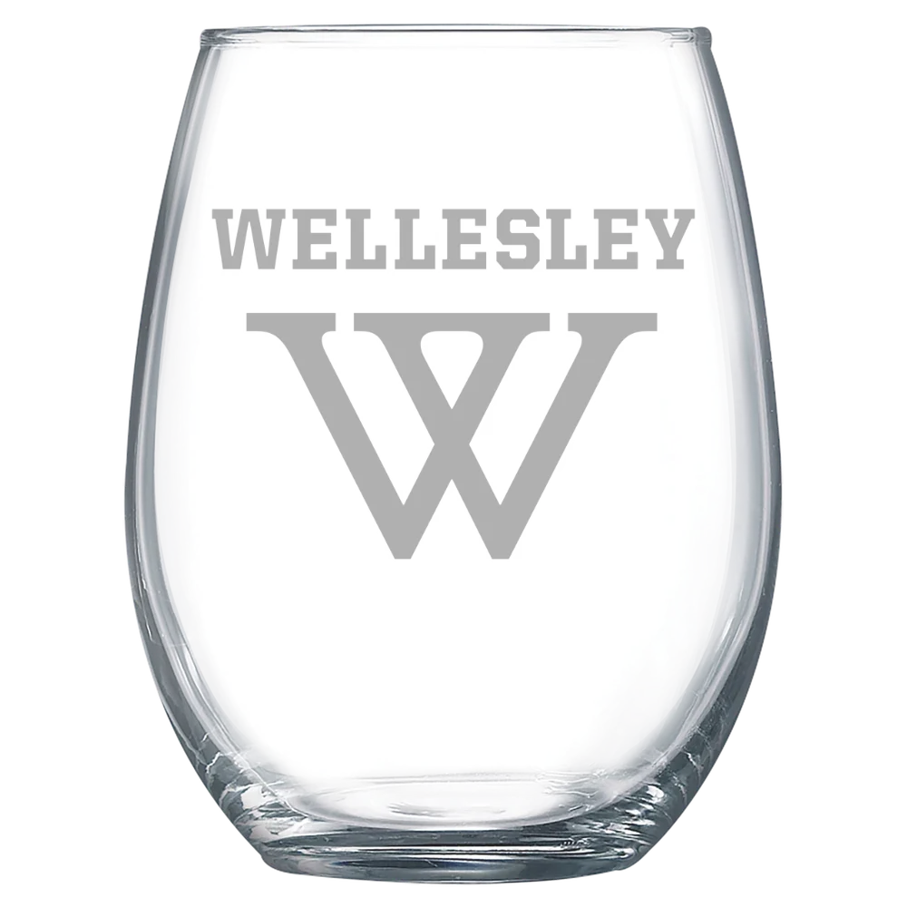 Wellesley College Polar Camel 15 oz. Stemless Wine Glass