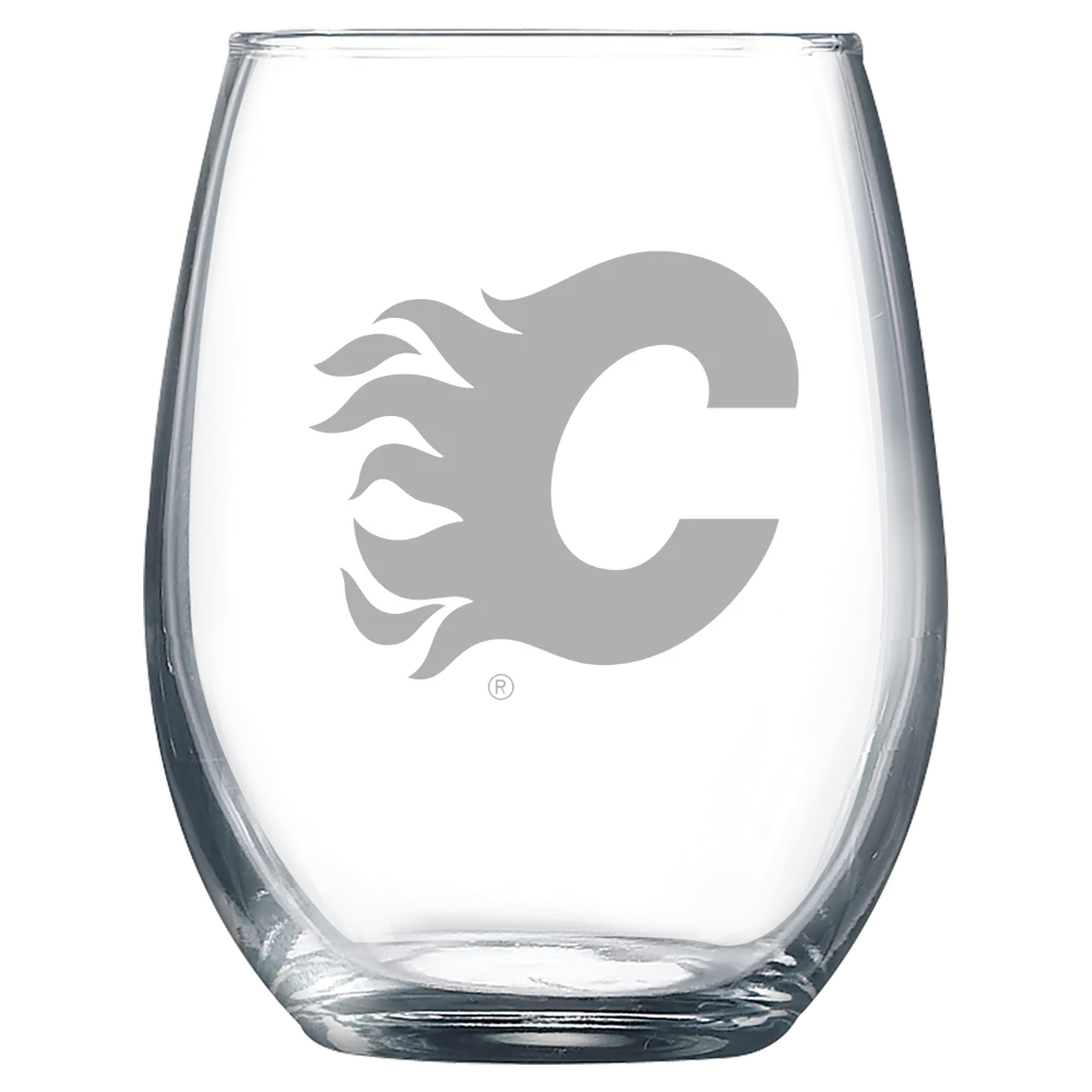Calgary Flames Polar Camel 9 oz. Stemless Wine Glass