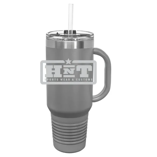 HNT Apparel – Polar Camel 40 oz. Travel Mug with Snap Lid & Straw Dark Gray