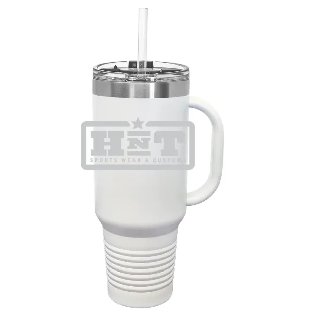 HNT Apparel – Polar Camel 40 oz. Travel Mug with Snap Lid & Straw White