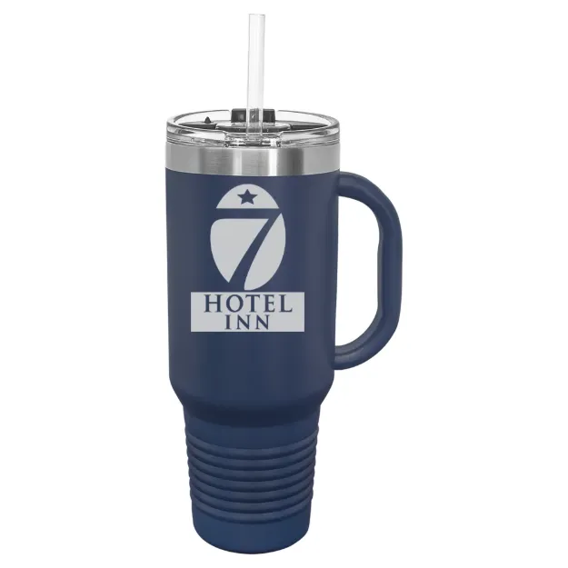 Hotel 7 Inn – Polar Camel 40 oz. Travel Mug with Snap Lid & Straw Navy Blue