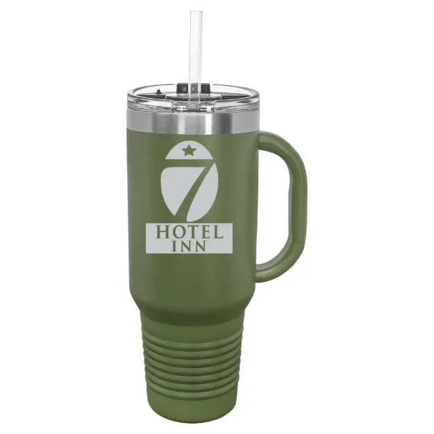 Hotel 7 Inn – Polar Camel 40 oz. Travel Mug with Snap Lid & Straw Olive Green