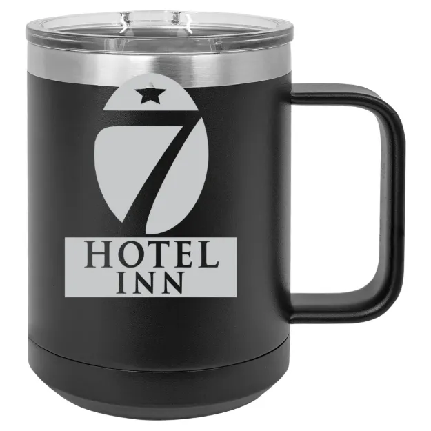 Hotel 7 Inn – Polar Camel 15 oz. Mug with Slider Lid Black