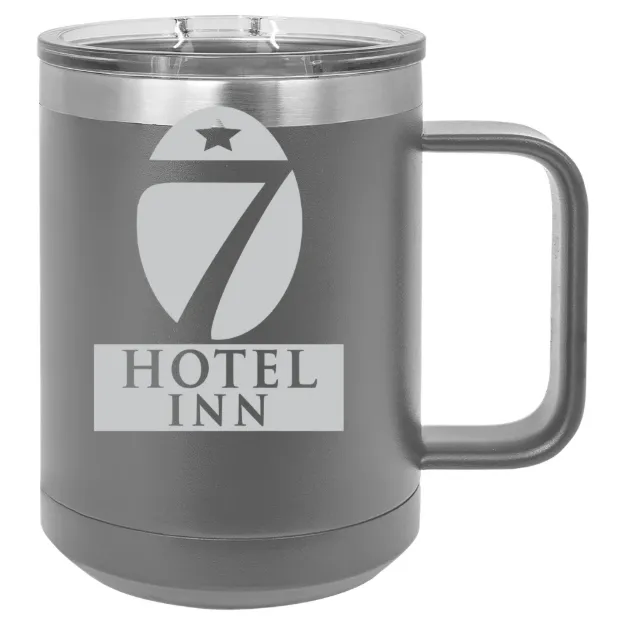 Hotel 7 Inn – Polar Camel 15 oz. Mug with Slider Lid Dark Gray