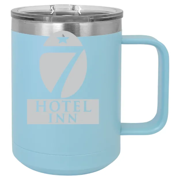 Hotel 7 Inn – Polar Camel 15 oz. Mug with Slider Lid Light Blue