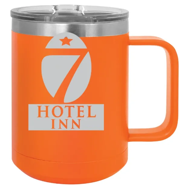 Hotel 7 Inn – Polar Camel 15 oz. Mug with Slider Lid Orange
