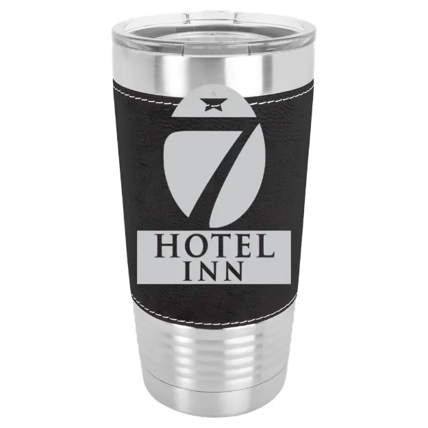 Hotel 7 Inn – Polar Camel 20 oz. Leatherette Grip Tumbler with Standard Lid Black/Silver