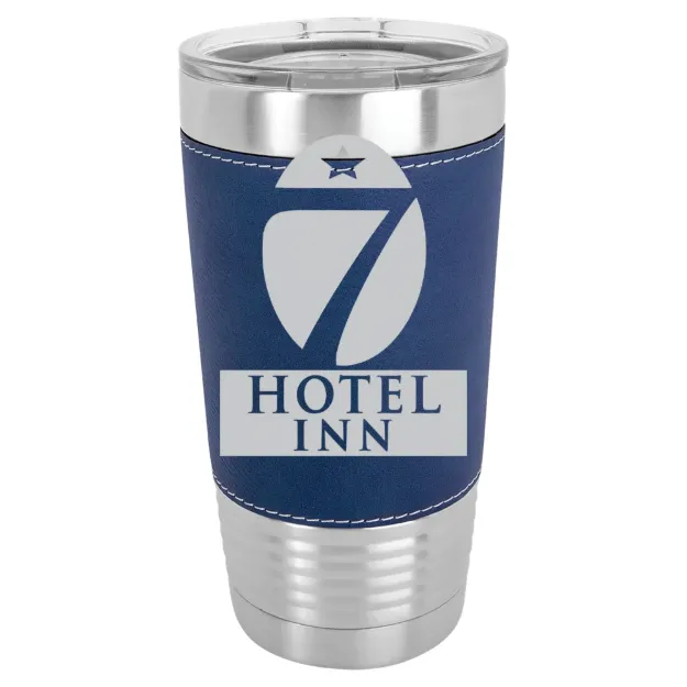 Hotel 7 Inn – Polar Camel 20 oz. Leatherette Grip Tumbler with Standard Lid Blue/Silver