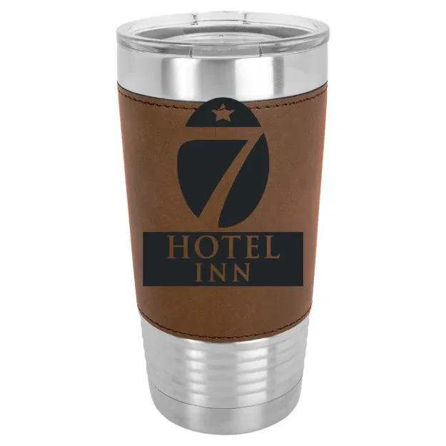 Hotel 7 Inn – Polar Camel 20 oz. Leatherette Grip Tumbler with Standard Lid Dark Brown