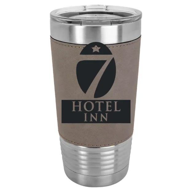 Hotel 7 Inn – Polar Camel 20 oz. Leatherette Grip Tumbler with Standard Lid Gray