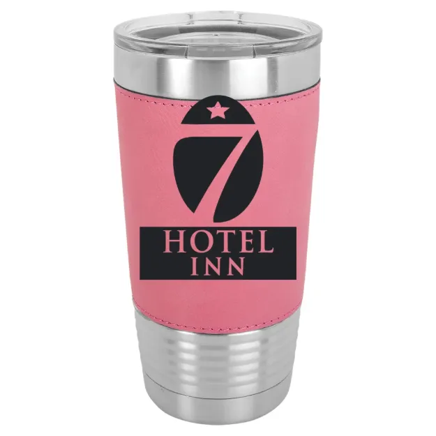 Hotel 7 Inn – Polar Camel 20 oz. Leatherette Grip Tumbler with Standard Lid Pink