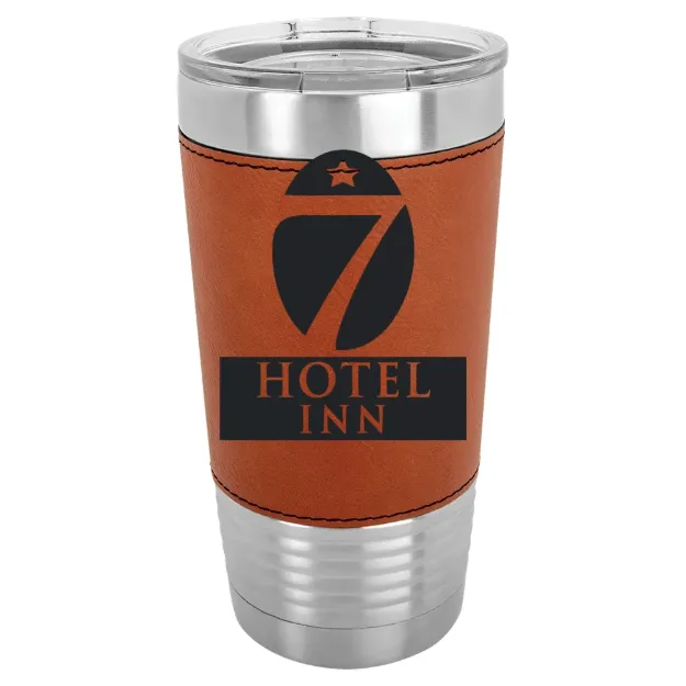 Hotel 7 Inn – Polar Camel 20 oz. Leatherette Grip Tumbler with Standard Lid Rawhide