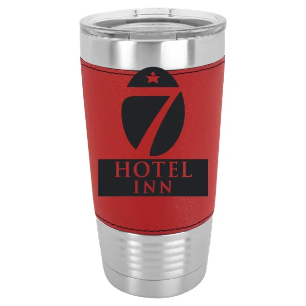 Hotel 7 Inn – Polar Camel 20 oz. Leatherette Grip Tumbler with Standard Lid Red