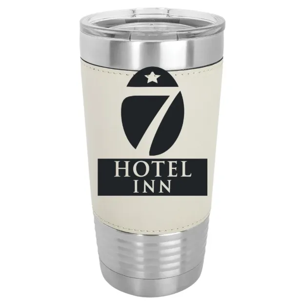 Hotel 7 Inn – Polar Camel 20 oz. Leatherette Grip Tumbler with Standard Lid White
